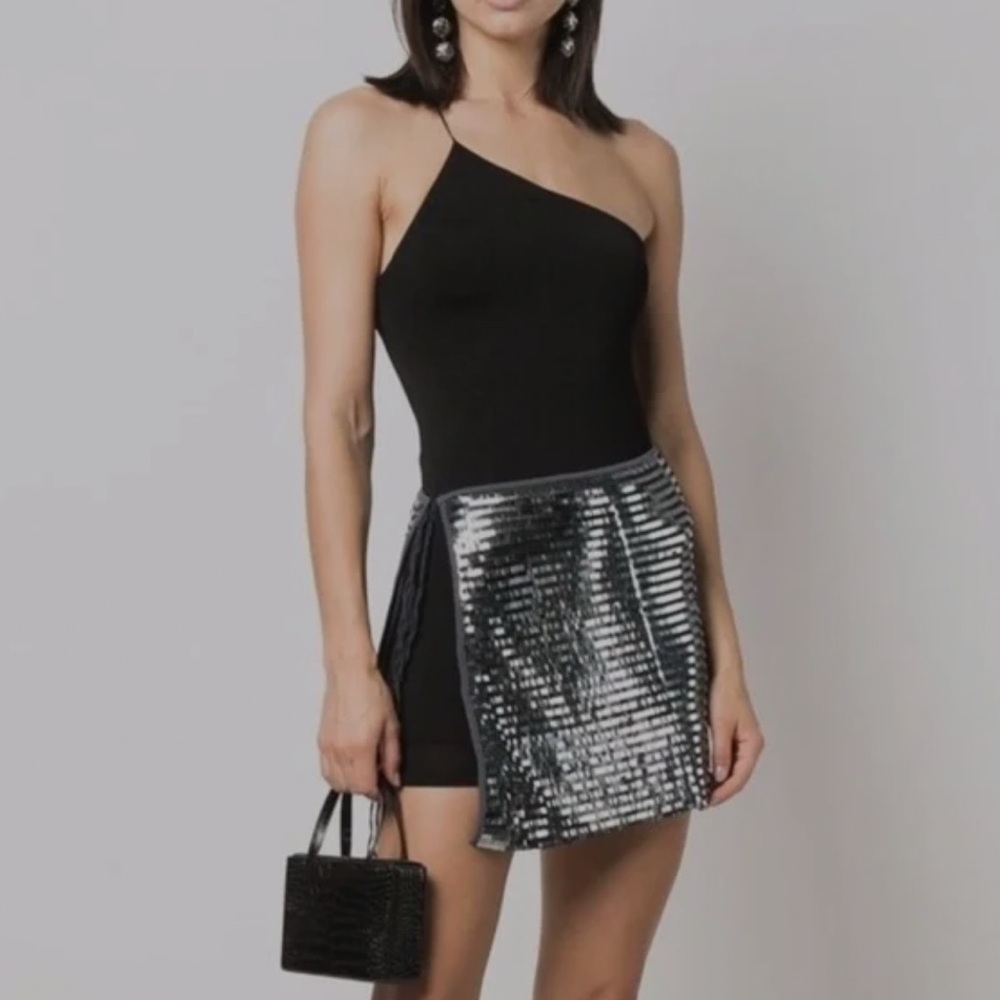 Black and Silver Sequin Skirt